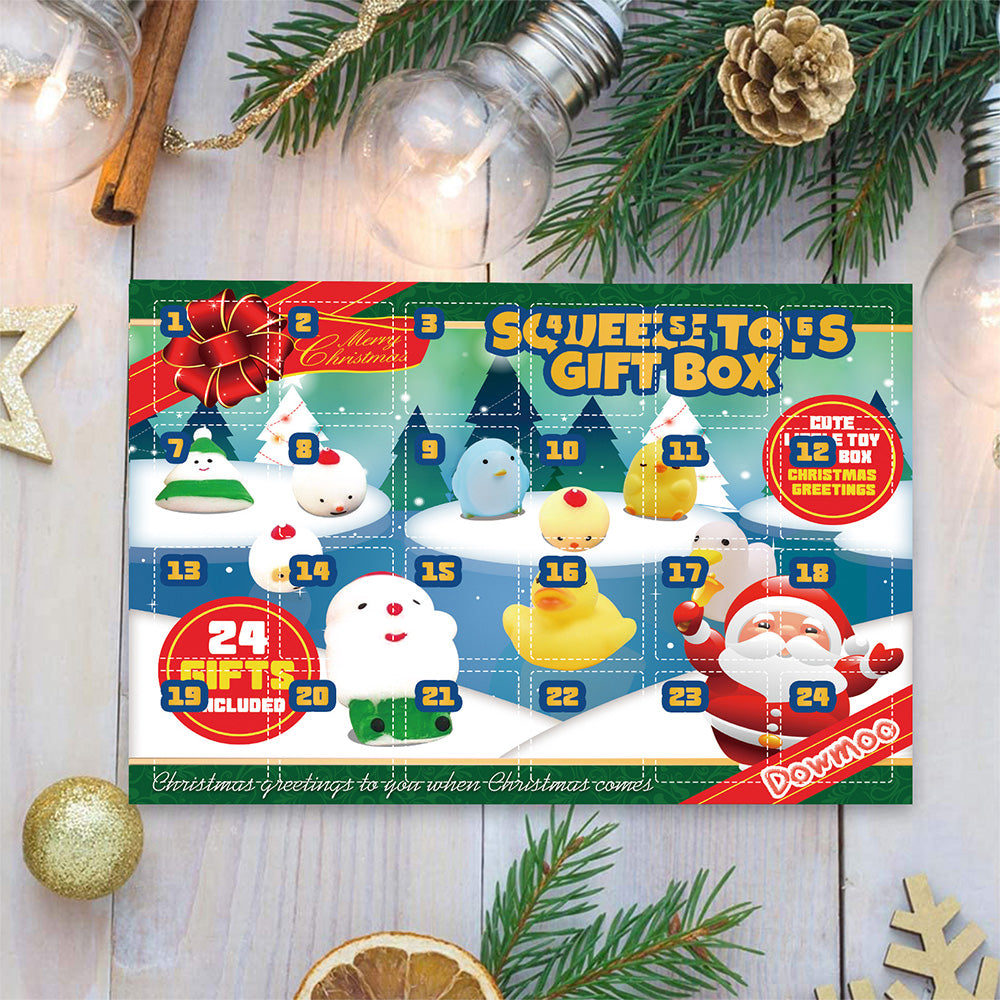 24Days Christmas Advent Calendar Mochi Animals Squishy Toys Christmas Party Favor Gifts