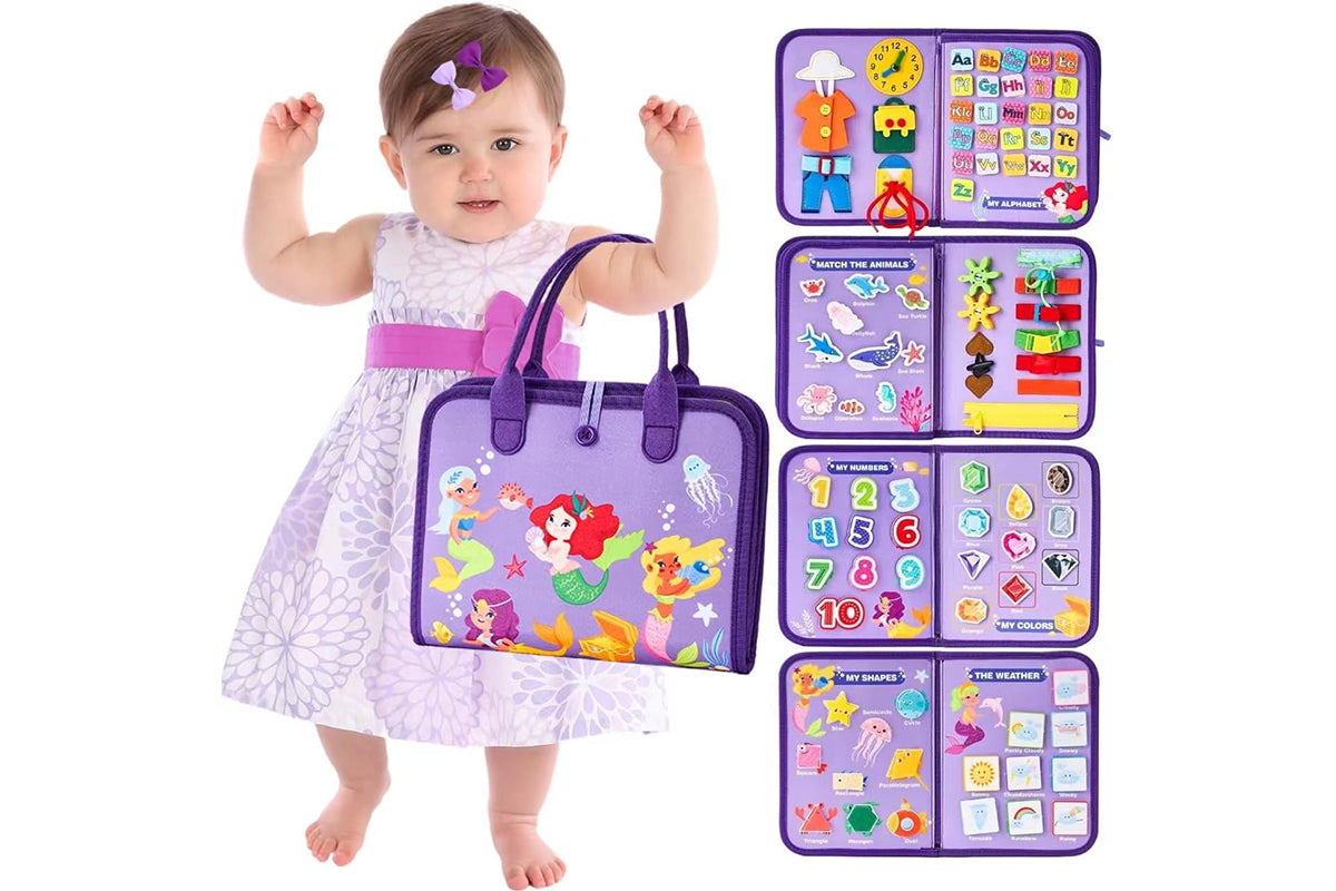 Montessori Busy Board Backpack Sensory Learning Portable Educational Activity Toy for Kids
