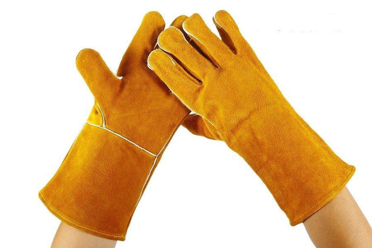 Double Layer Leather Welding Gloves Heat Resistant Fireproof Safety Gloves