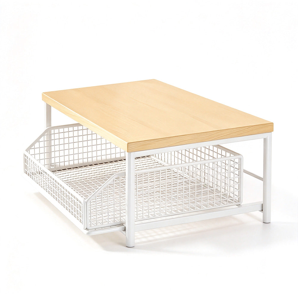 Kitchen Countertop Riser Storage Rack with Pull Out Drawer Basket