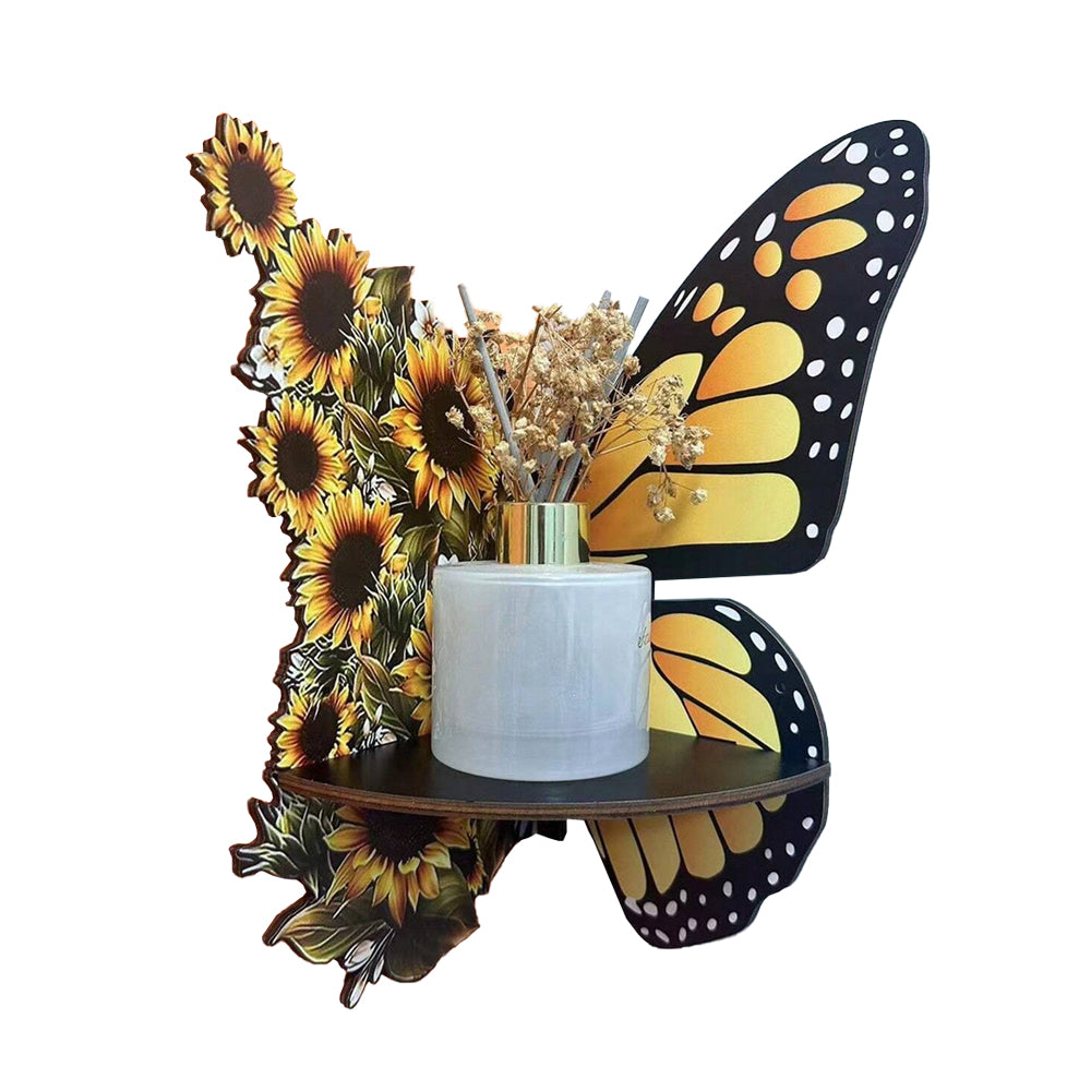Wooden Wall Corner Shelf-Butterfly