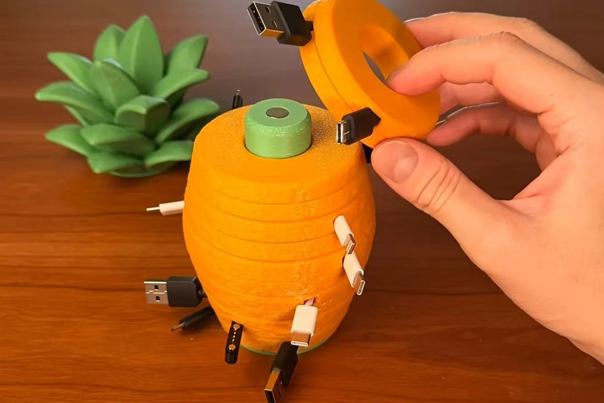 3D Printed Pineapple Cable Organizer for 7 Charging Cables