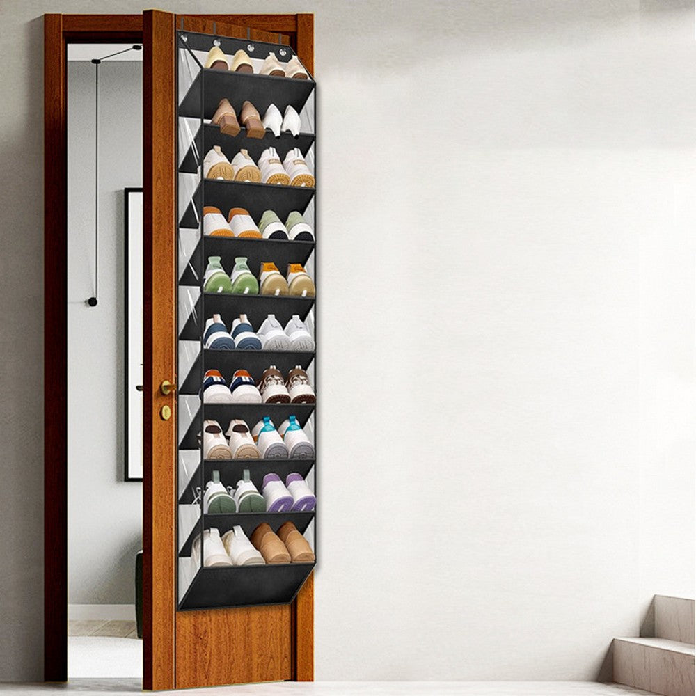 10 Tier Clear Over the Door Shoe Organizer Storage Hanging Organiser with Deep Pockets