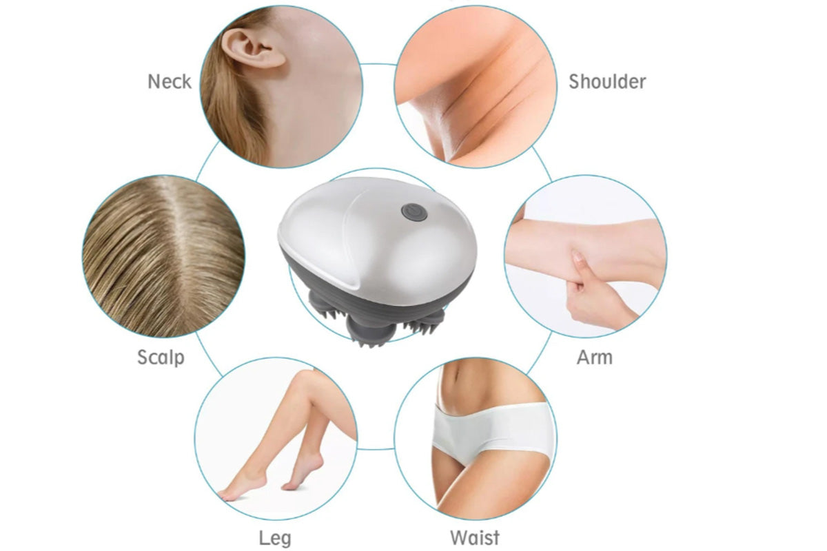 Wireless Scalp Massager - 4-Claw Head Relaxation Device with Type-C Charging & Deep Kneading
