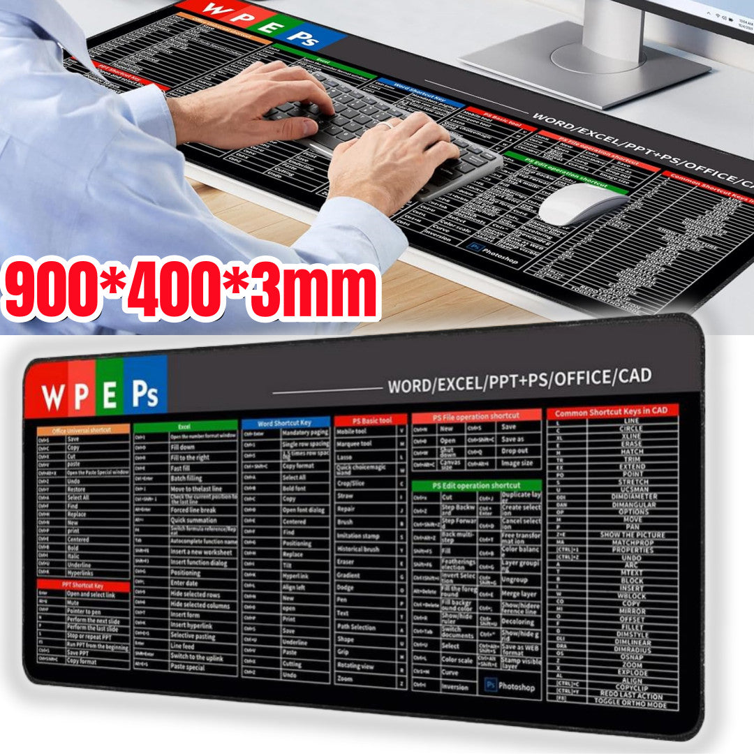 90 x 40 Excel Cheat Sheet Mouse Pad Desk Mat for Gaming Office