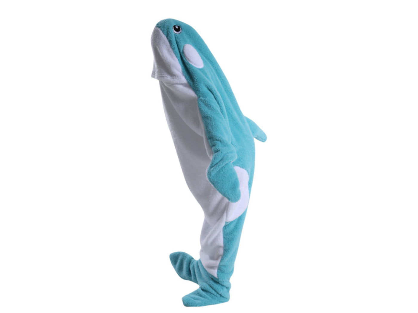 Flannel Cartoon Whale Wearable Hoodie Sleeping Blanket