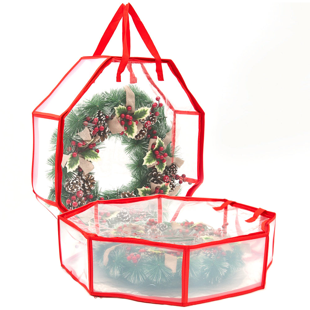 76CM Christmas Door Wreath Decoration Storage Bag Clear Xmas Bag For Garland
