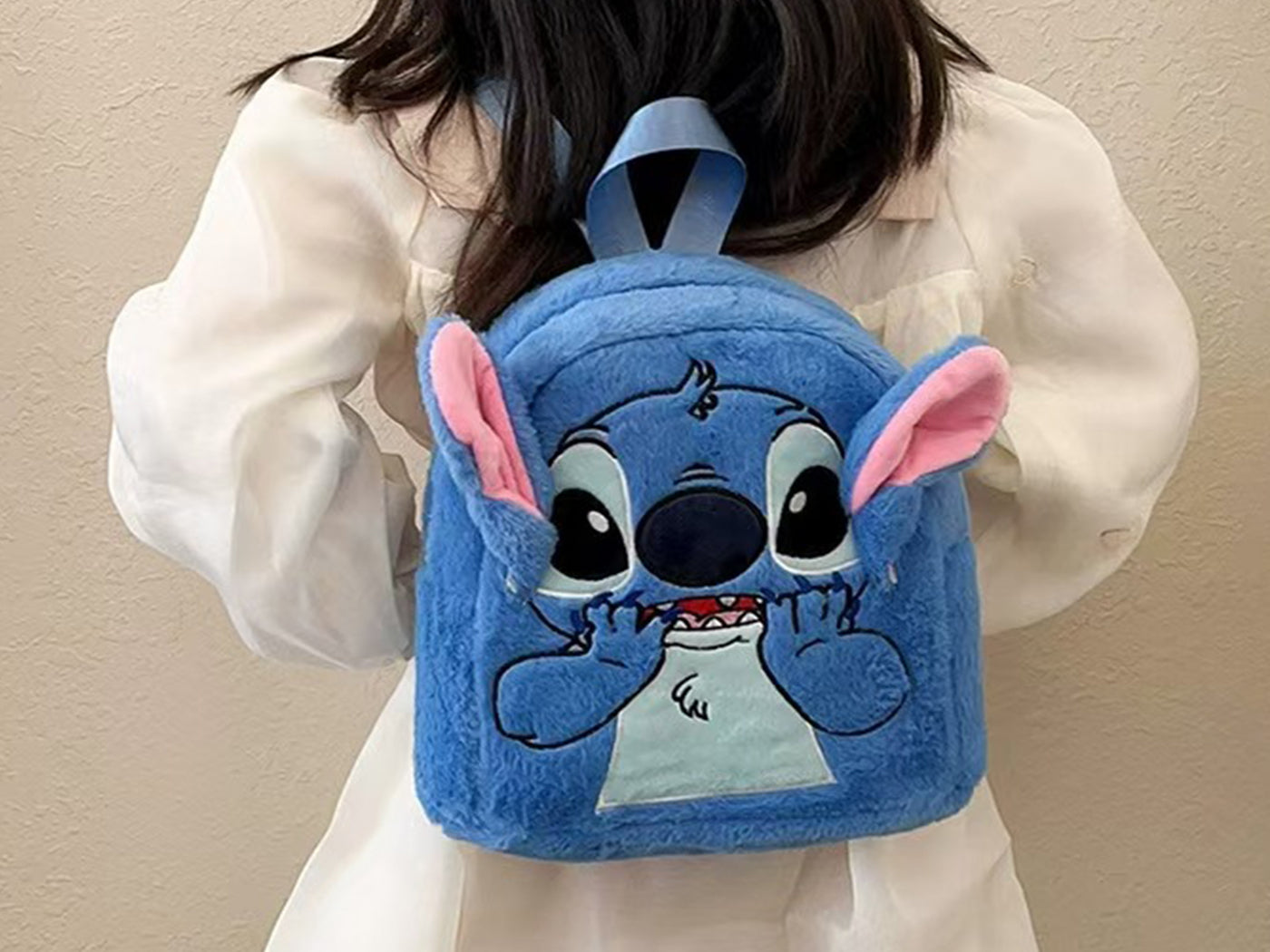 Stitch Inspired Furry Plush Backpack