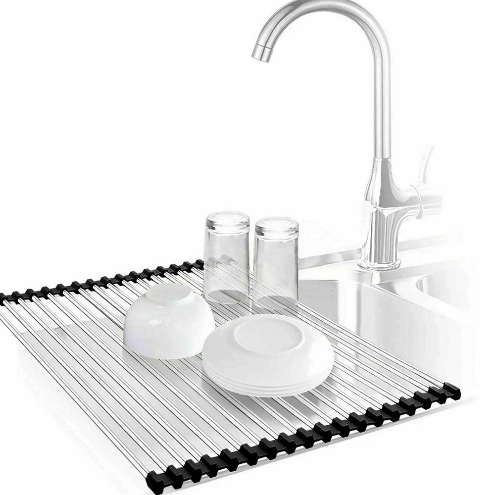 Roll Up Over Sink Drying Rack Colander and Dish Drainer for Kitchen