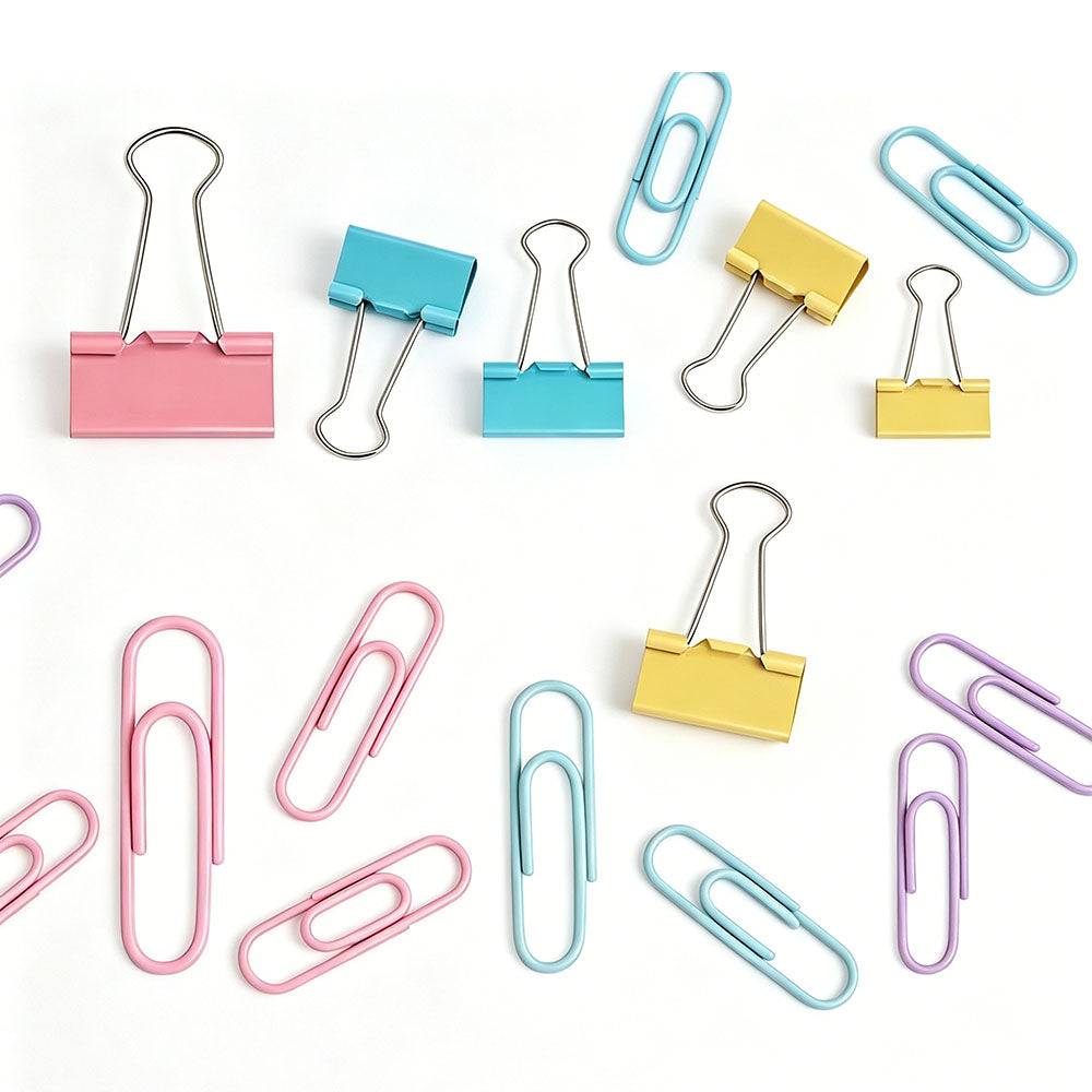 240Pcs Binder Clips and Paper Clips Set 6 Sizes for Office School Home