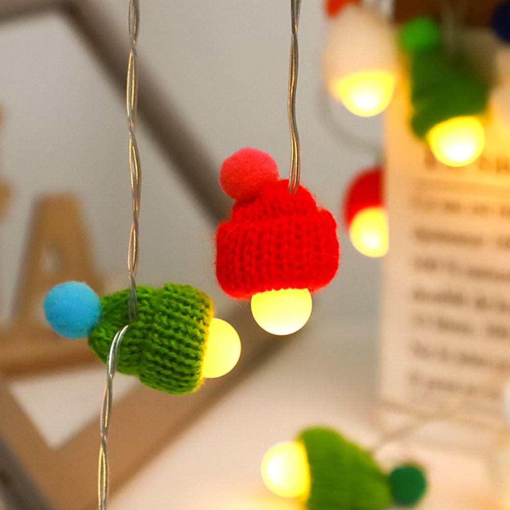 Xmas Decoration LED Round Ball Christmas Hat Light String Christmas Pendants
