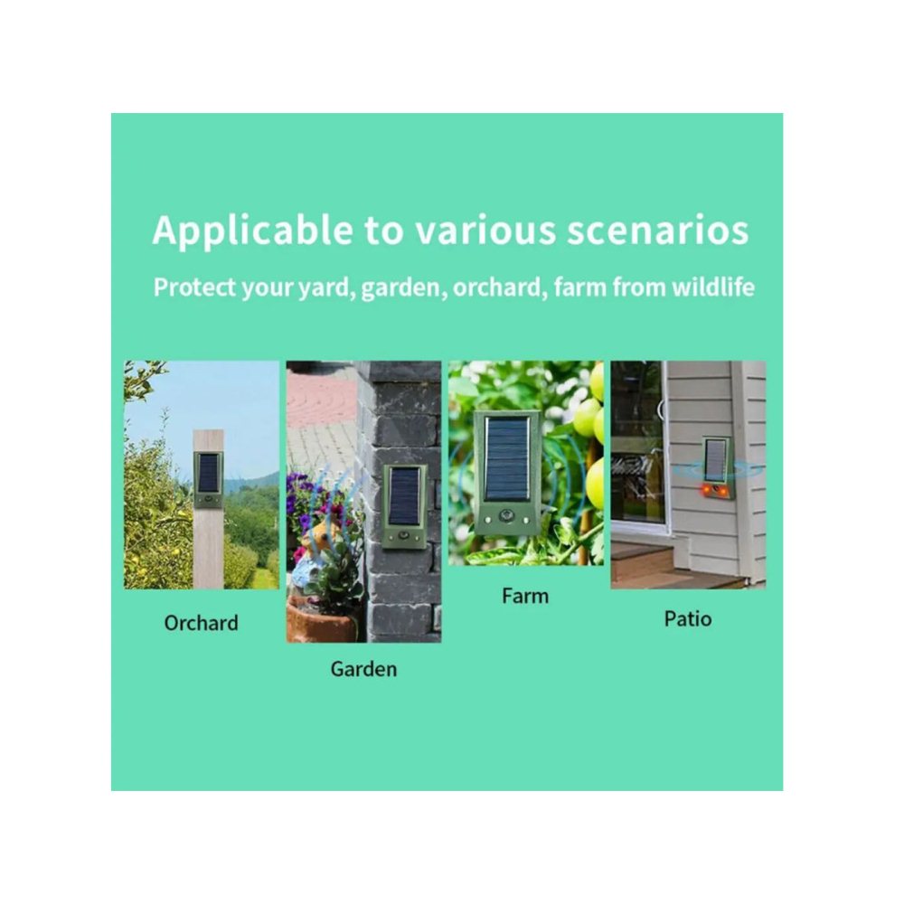 Solar Ultrasonic LED Animal Repeller for Outdoor