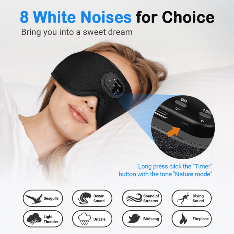 White Noise Sleep Mask Wireless 5.2 Bluetooth Sleep Headphones