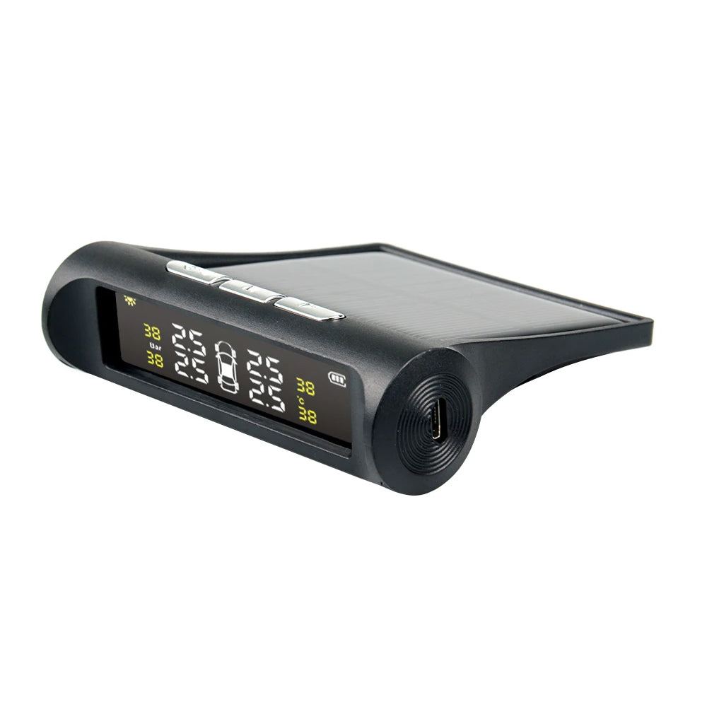 Wireless Solar Car Tire Pressure Monitoring System with 4 External Sensors