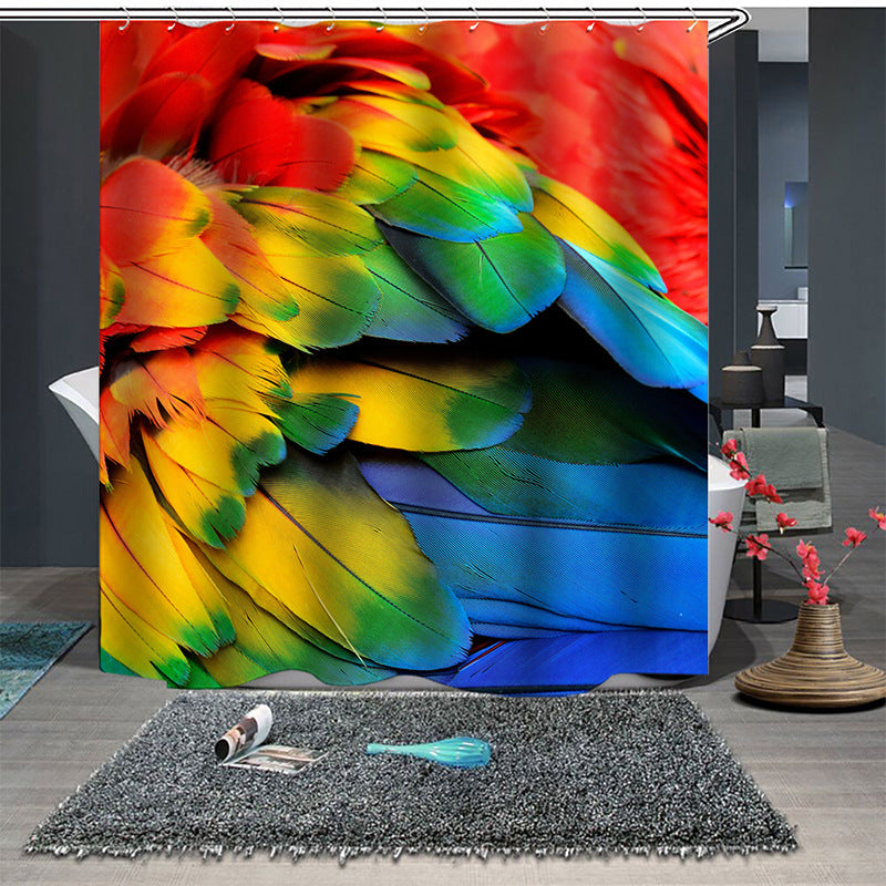 180X180CM Colorful Feathers Polyester Shower Curtain-Multi Colour