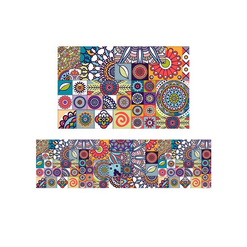 2Pcs Bohemian Kitchen Non-Slip Floor Mat Set