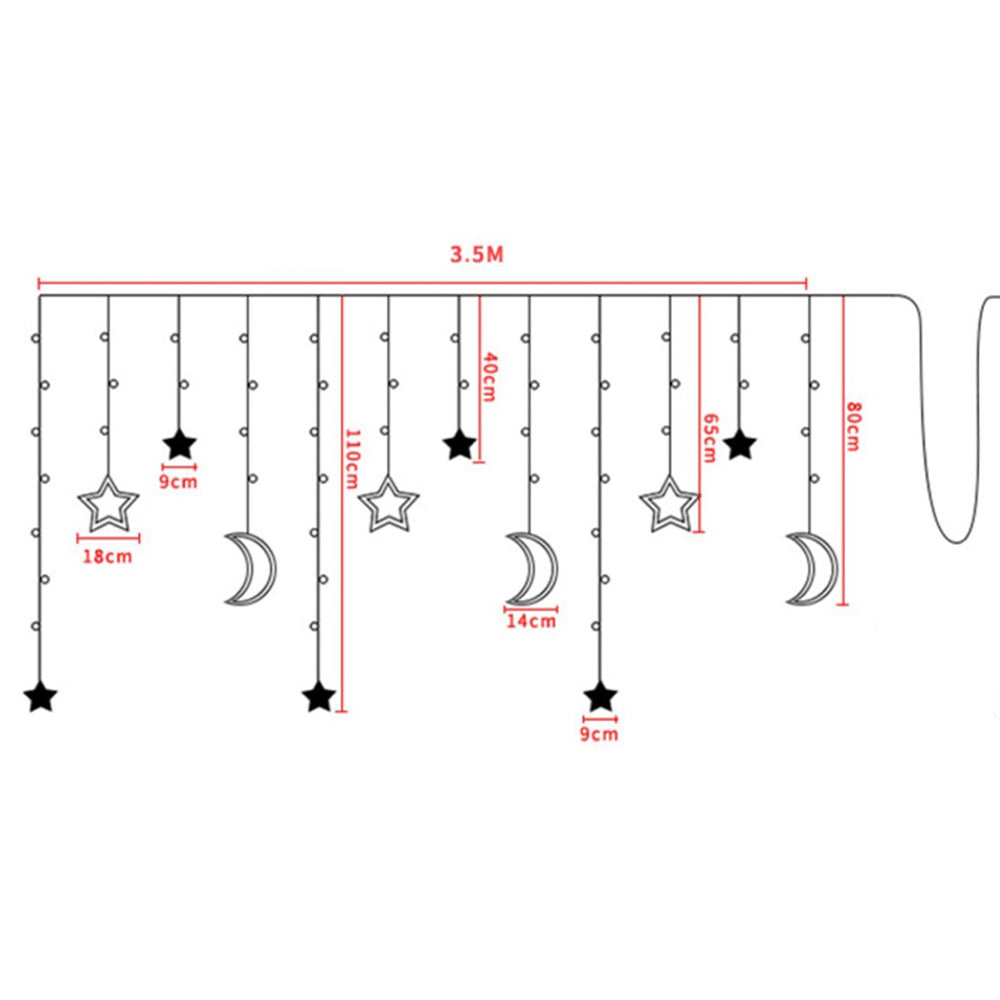 Star Moon Fairy LED Curtain String Light-Warm Light
