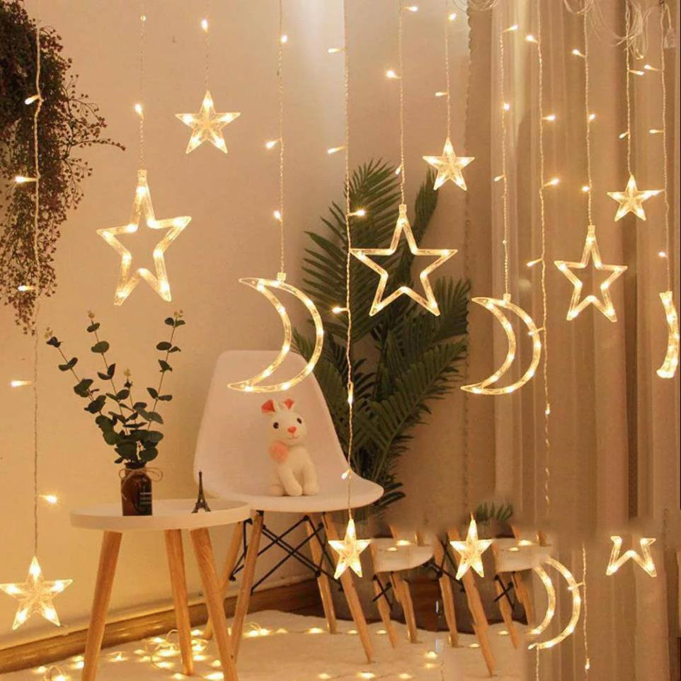 Star Moon Fairy LED Curtain String Light-Warm Light