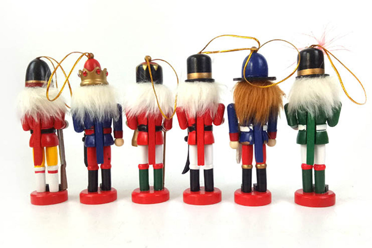 6Pcs Christmas Nutcracker Puppet Ornament Nutcracker Soldier Toy Pendant Decor