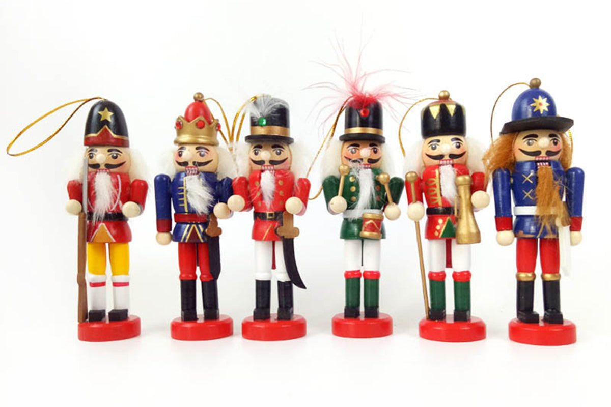 6Pcs Christmas Nutcracker Puppet Ornament Nutcracker Soldier Toy Pendant Decor