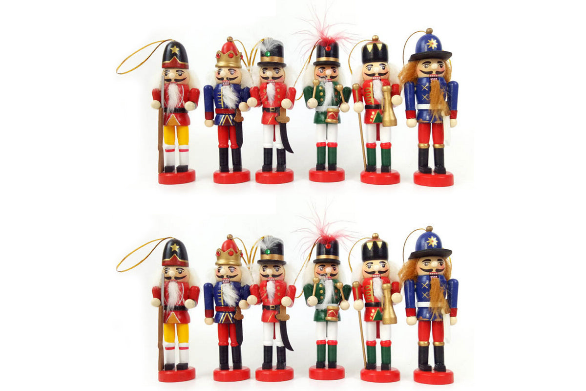 6Pcs Christmas Nutcracker Puppet Ornament Nutcracker Soldier Toy Pendant Decor