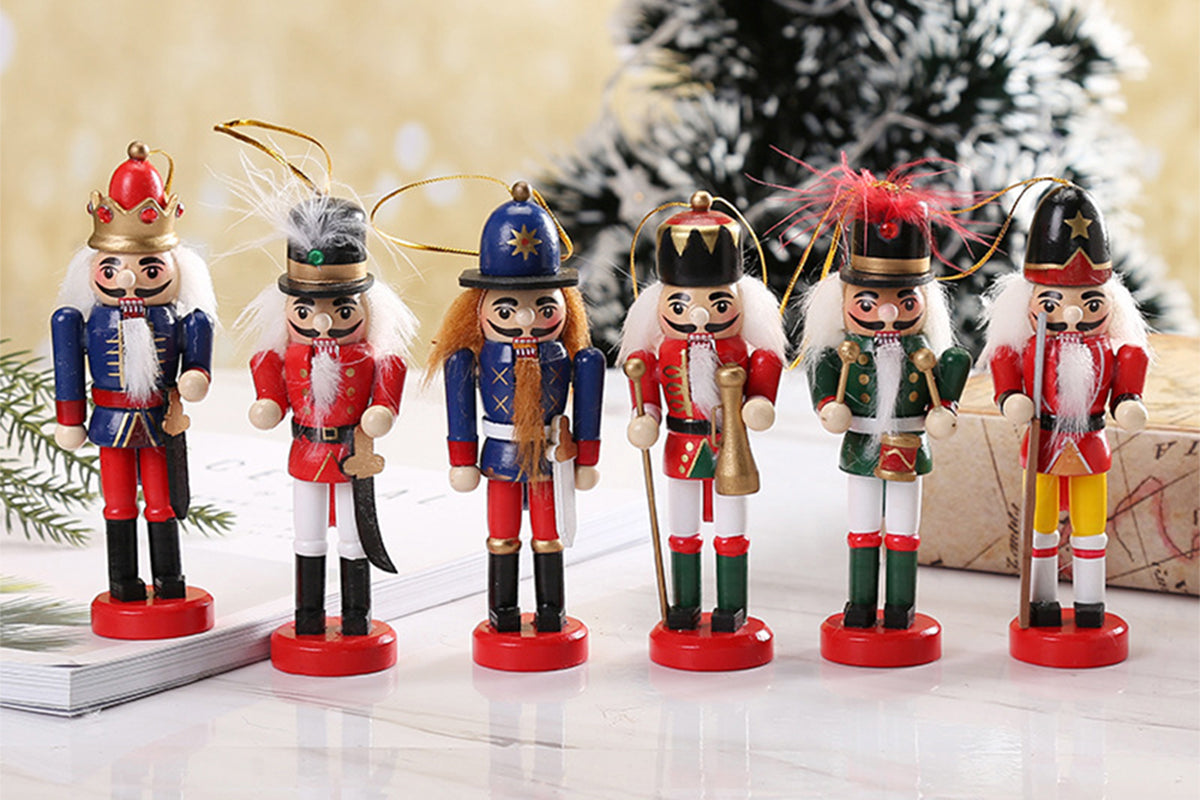 6Pcs Christmas Nutcracker Puppet Ornament Nutcracker Soldier Toy Pendant Decor