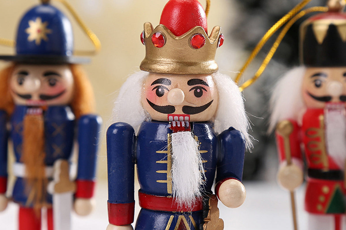 6Pcs Christmas Nutcracker Puppet Ornament Nutcracker Soldier Toy Pendant Decor