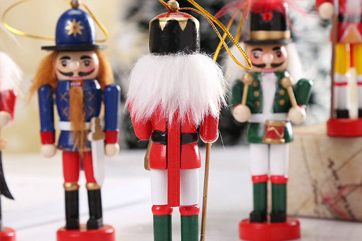 6Pcs Christmas Nutcracker Puppet Ornament Nutcracker Soldier Toy Pendant Decor