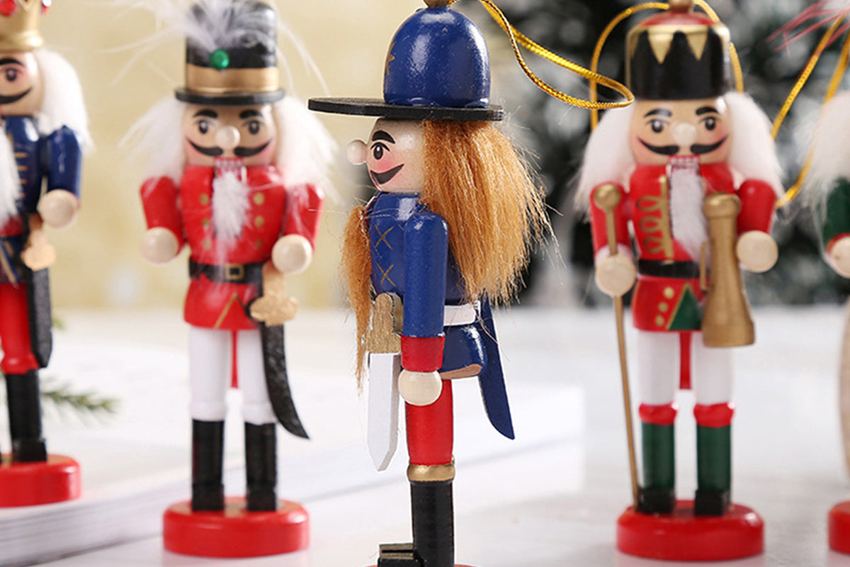 6Pcs Christmas Nutcracker Puppet Ornament Nutcracker Soldier Toy Pendant Decor