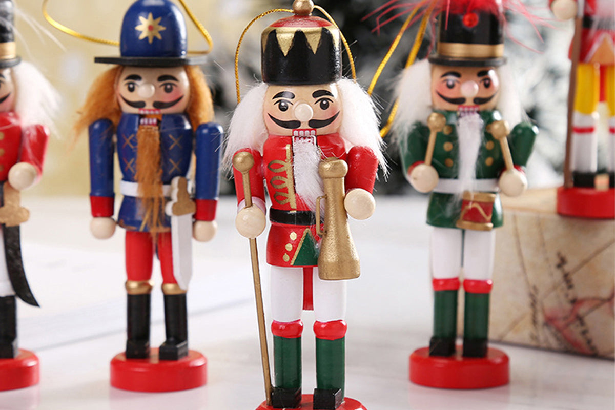6Pcs Christmas Nutcracker Puppet Ornament Nutcracker Soldier Toy Pendant Decor