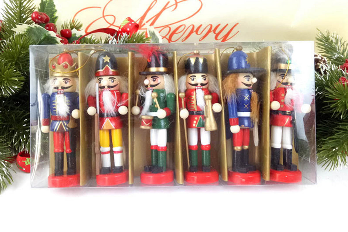 6Pcs Christmas Nutcracker Puppet Ornament Nutcracker Soldier Toy Pendant Decor