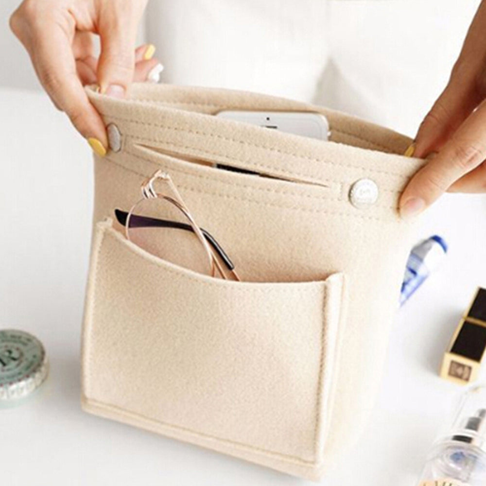 Women Felt Multi-Pocket Travel Purse Insert Bag