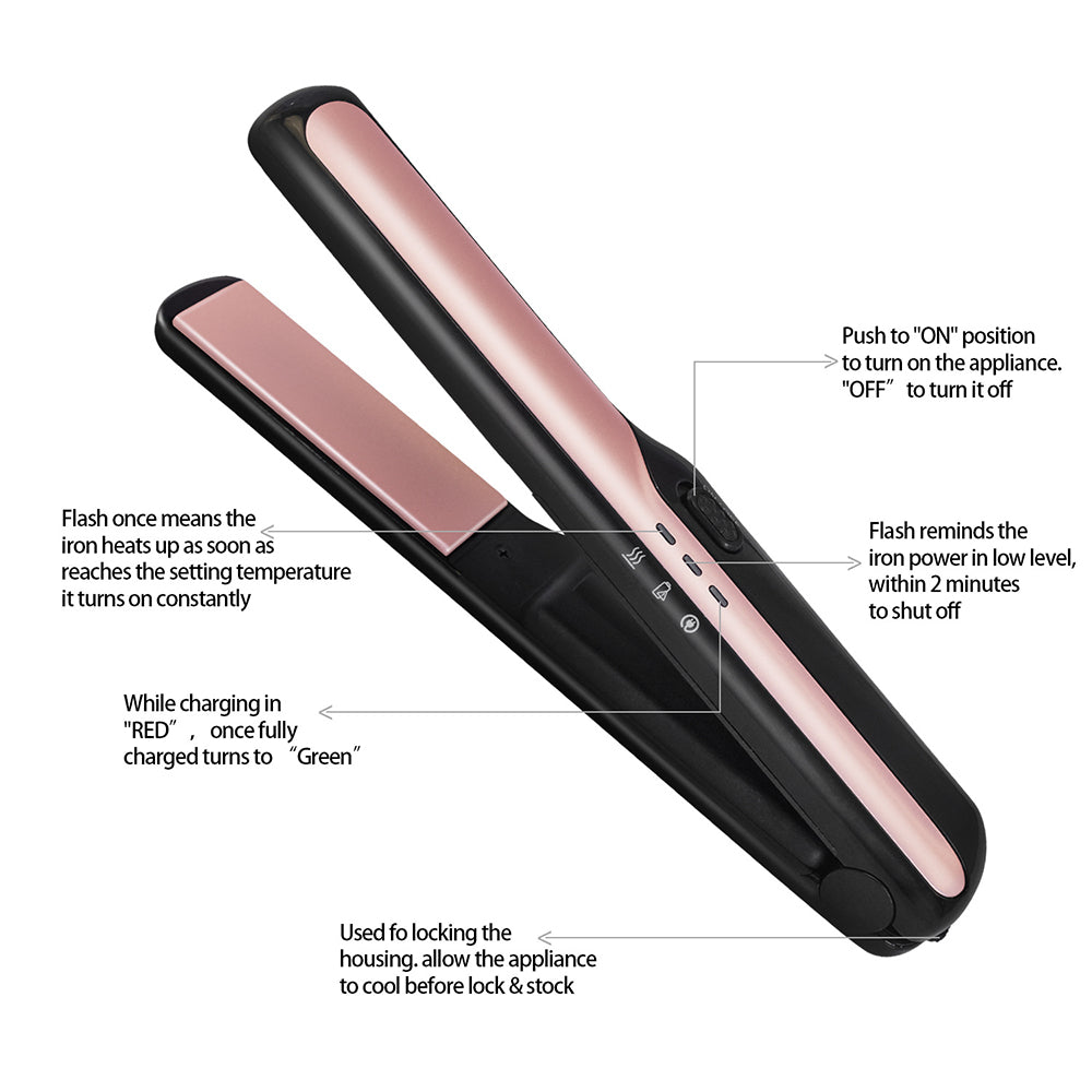 USB Cordless Rechargeable Travel Portable Hair Straightener