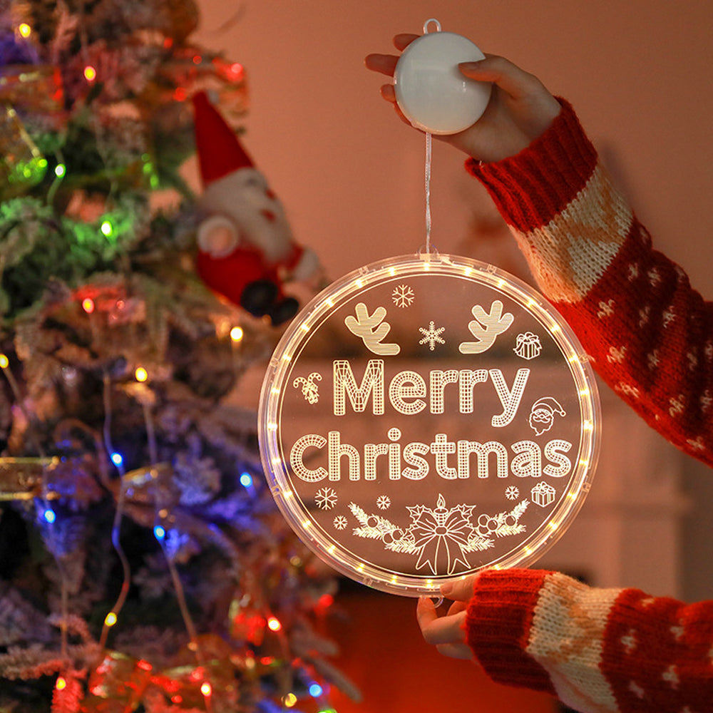 2Pcs Battery Operated LED Merry Christmas Window Fairy Lights