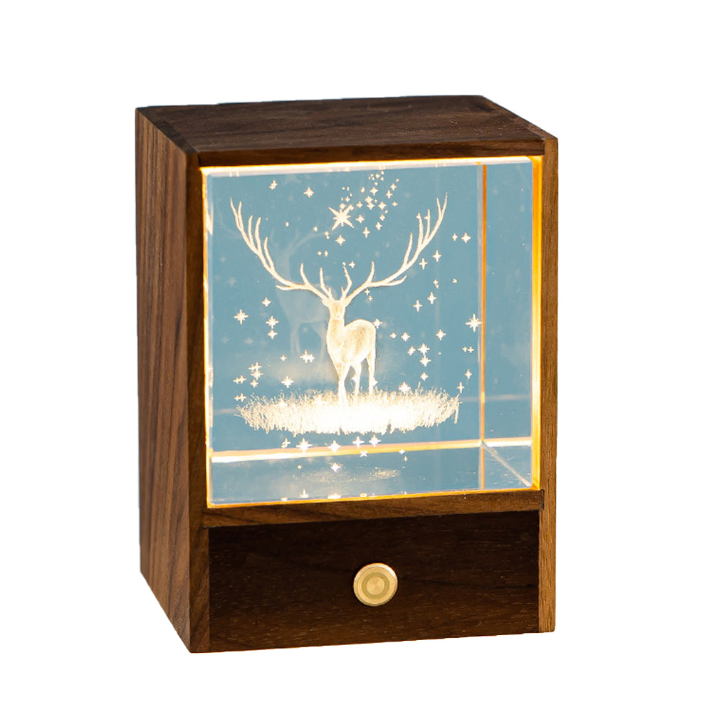 3D Glass LED Night Light Table Lamp Home Decorative Ornament Christmas Gift-Elk