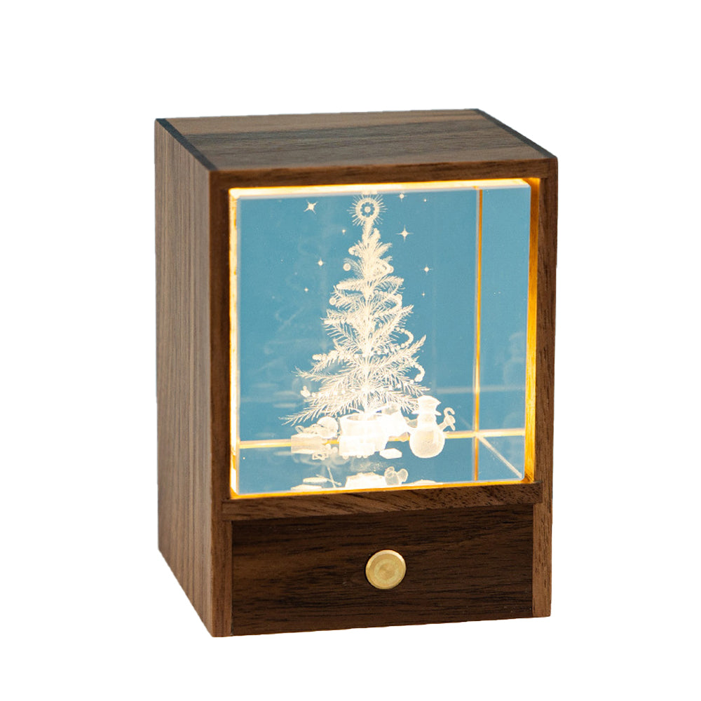 3D Glass LED Night Table Lamp-Christmas Tree