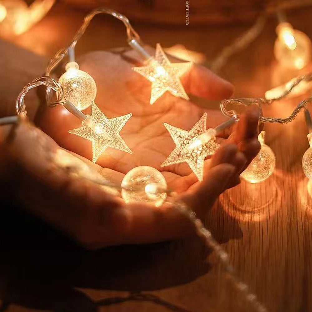 20/40/80-LEDs Star-Shaped Fairy String Lights-Stars+Balls