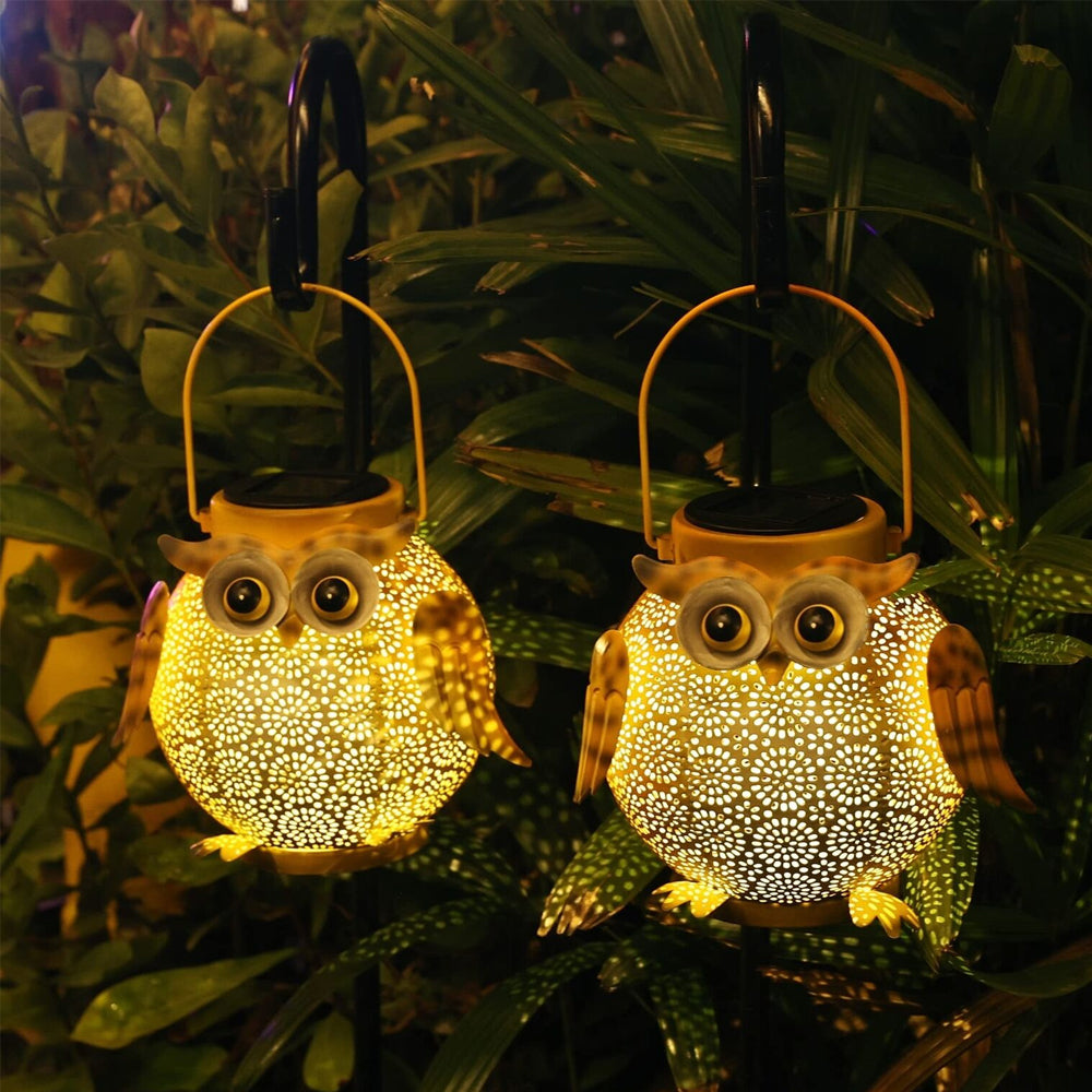 2Pcs Owl Hanging Solar Lanterns Light