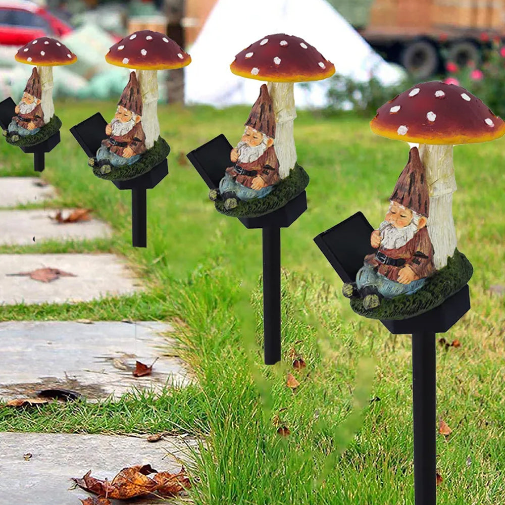 Solar Mushroom Light Waterproof Resin Lamp for Garden Decor-Old Man