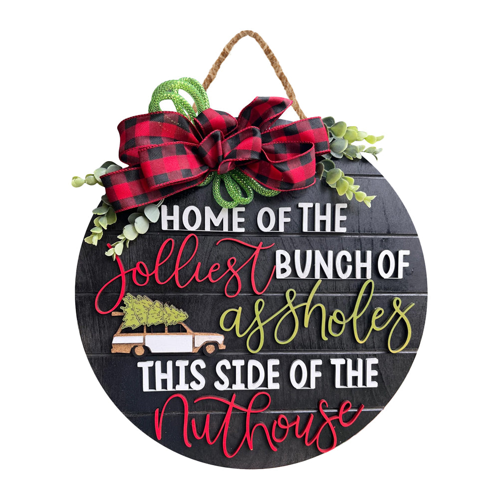 Christmas Wreath Door Listing Sign for Front Door