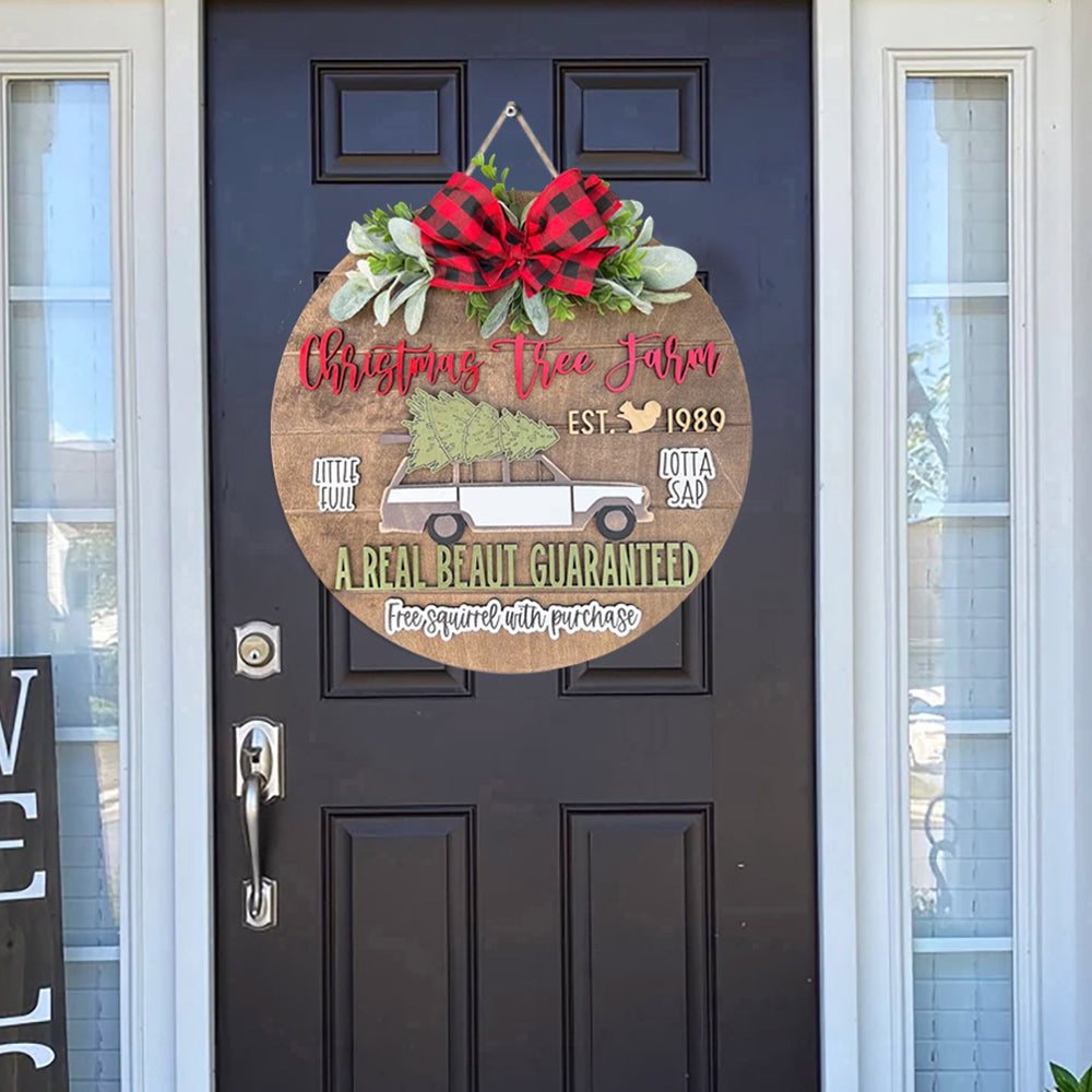 Christmas Wreath Door Listing Sign for Front Door