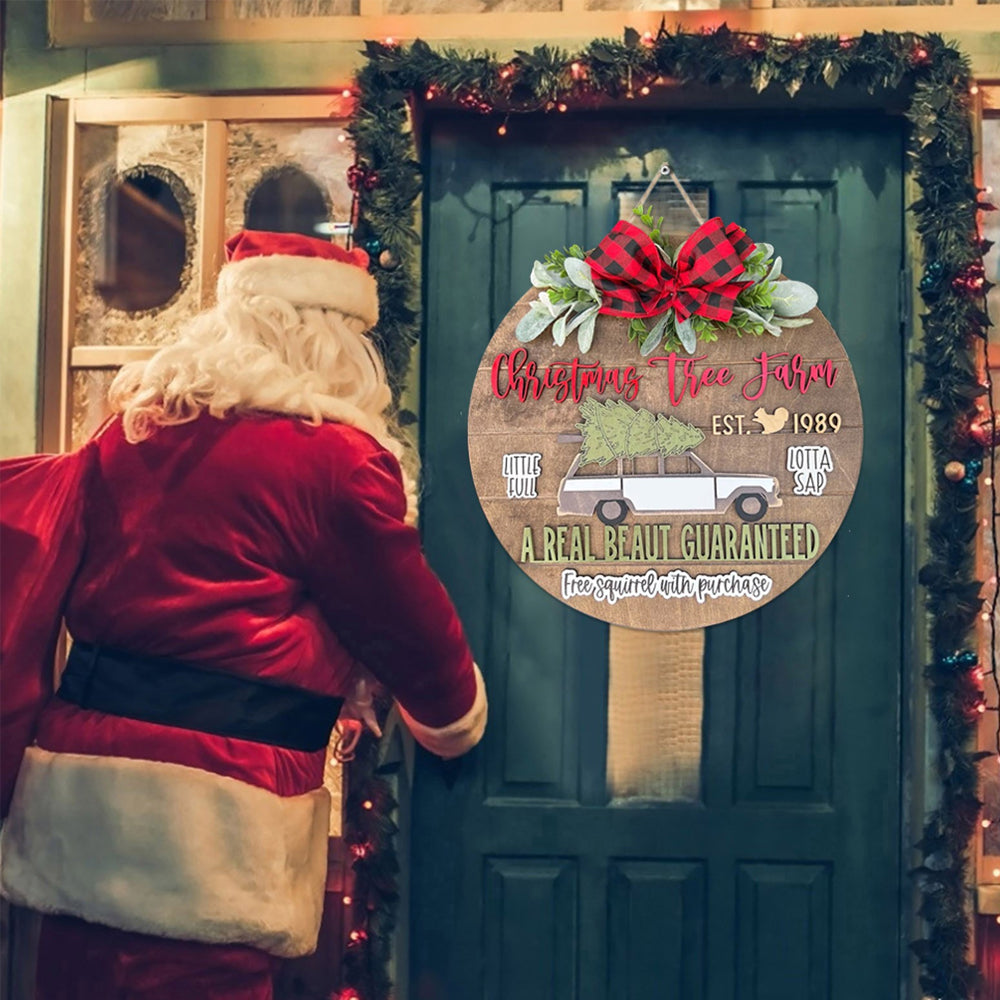Christmas Wreath Door Listing Sign for Front Door