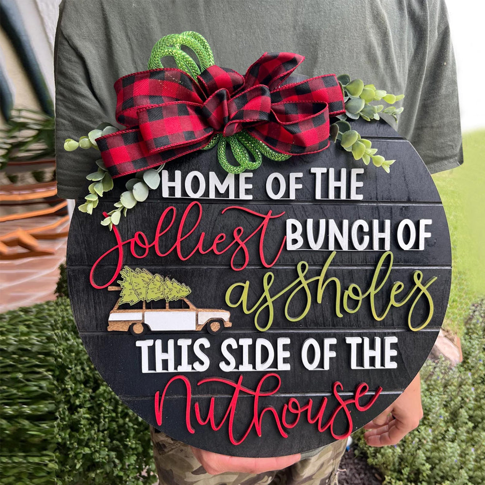 Christmas Wreath Door Listing Sign for Front Door