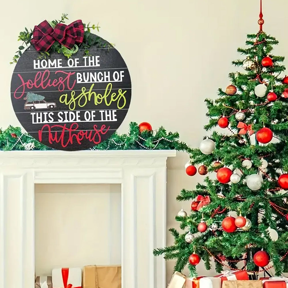 Christmas Wreath Door Listing Sign for Front Door