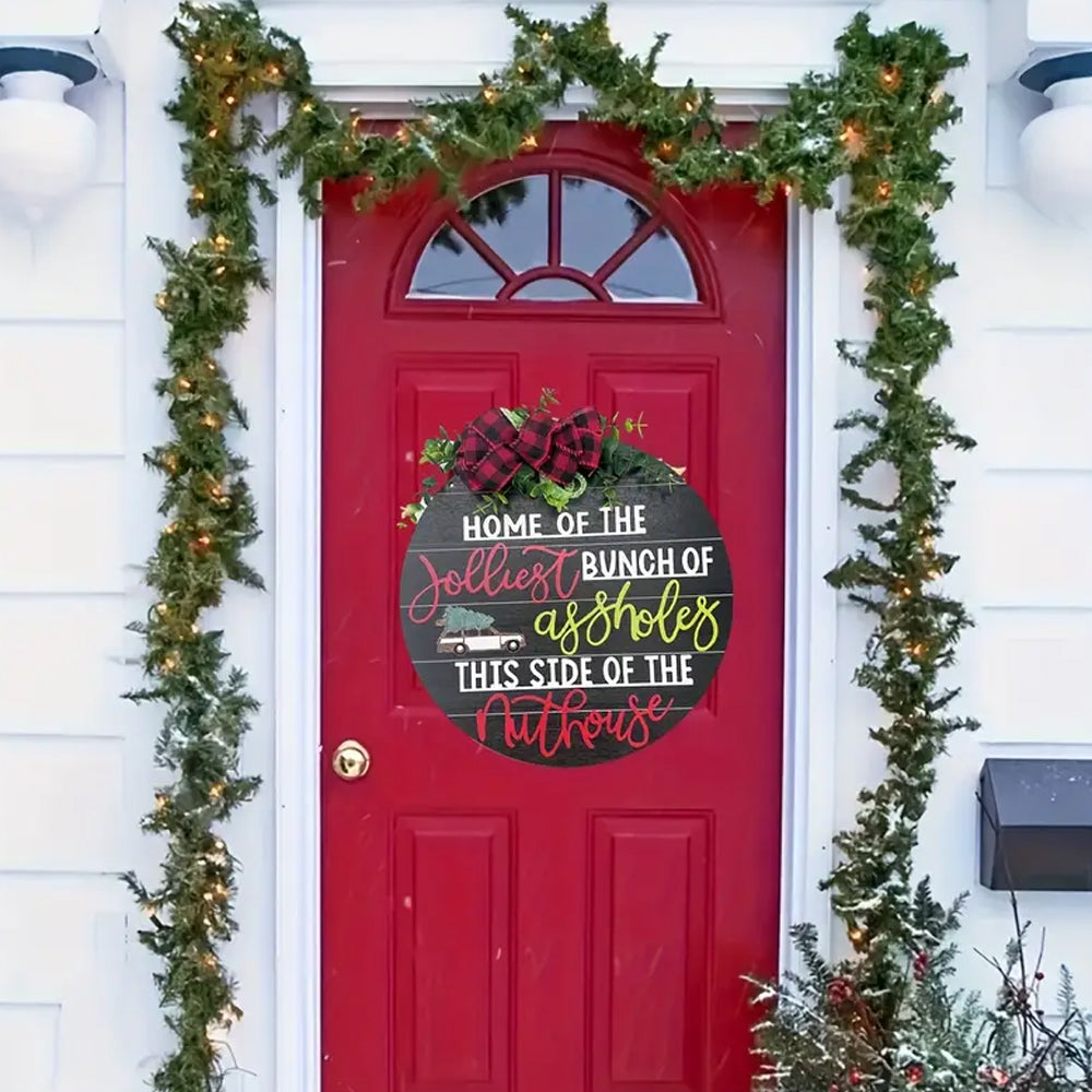 Christmas Wreath Door Listing Sign for Front Door