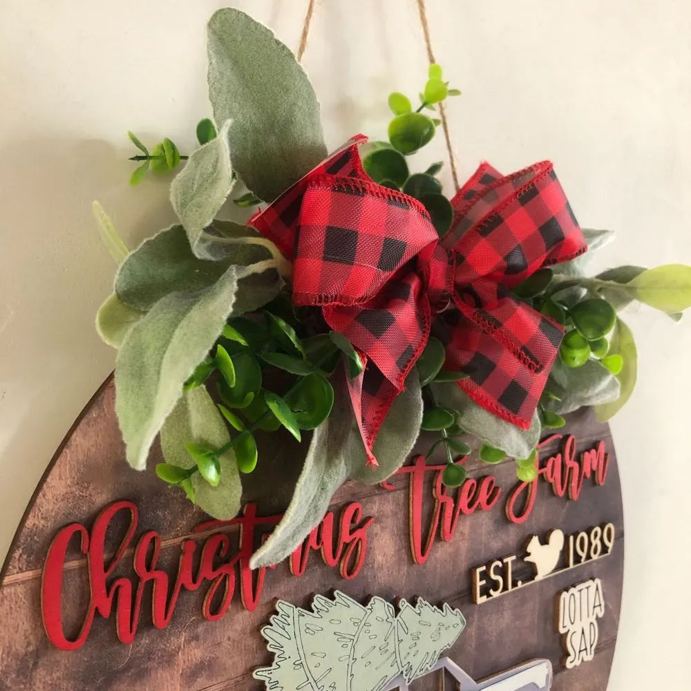 Christmas Wreath Door Listing Sign for Front Door