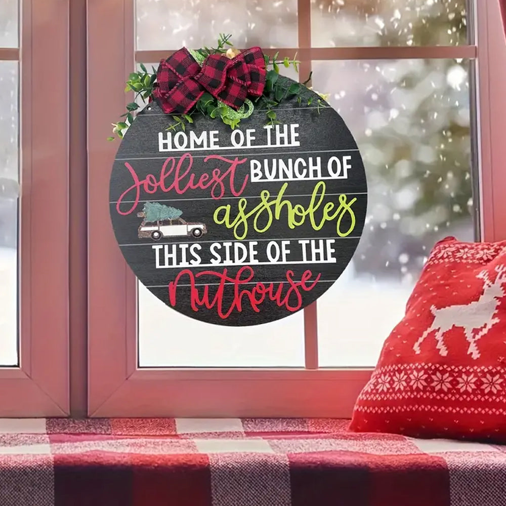 Christmas Wreath Door Listing Sign for Front Door