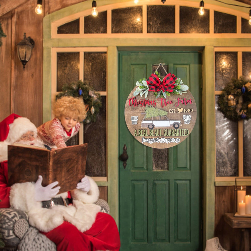 Christmas Wreath Door Listing Sign for Front Door