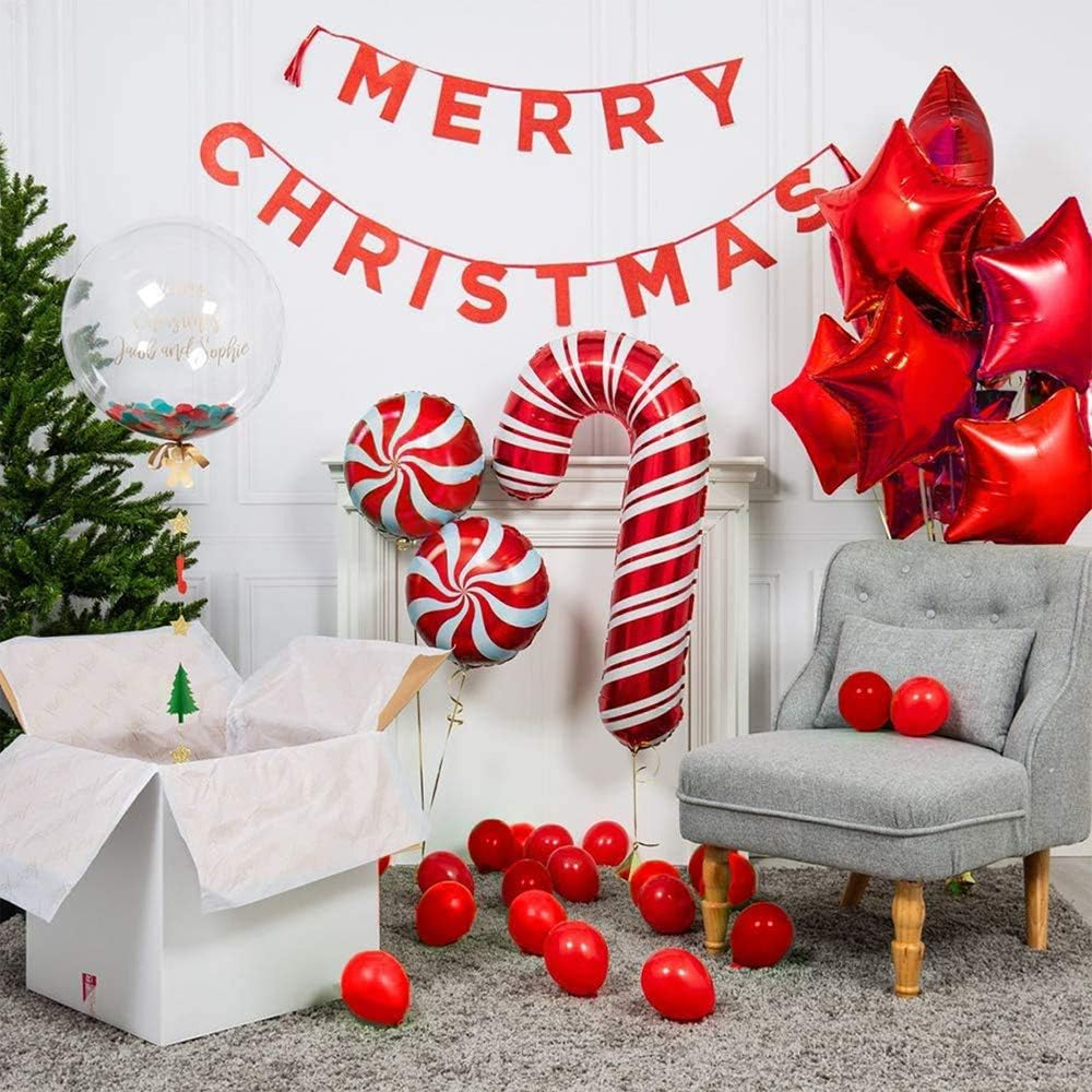 225Pcs Merry Christmas Foil Balloon Party Decorations