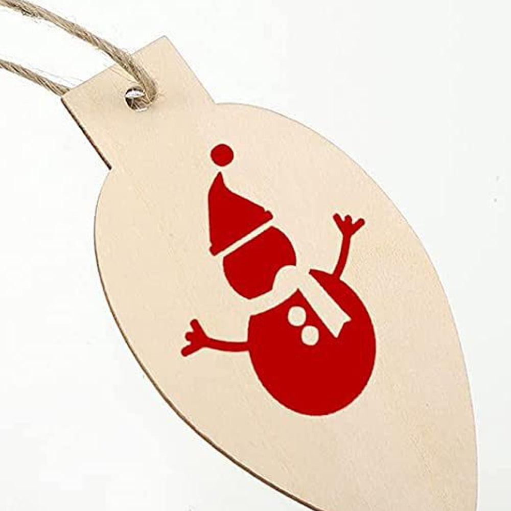 100Pcs Christmas Unfinished Wooden Light Bulb Wooden Slices Blank Christmas Wooden Hanging Decorations